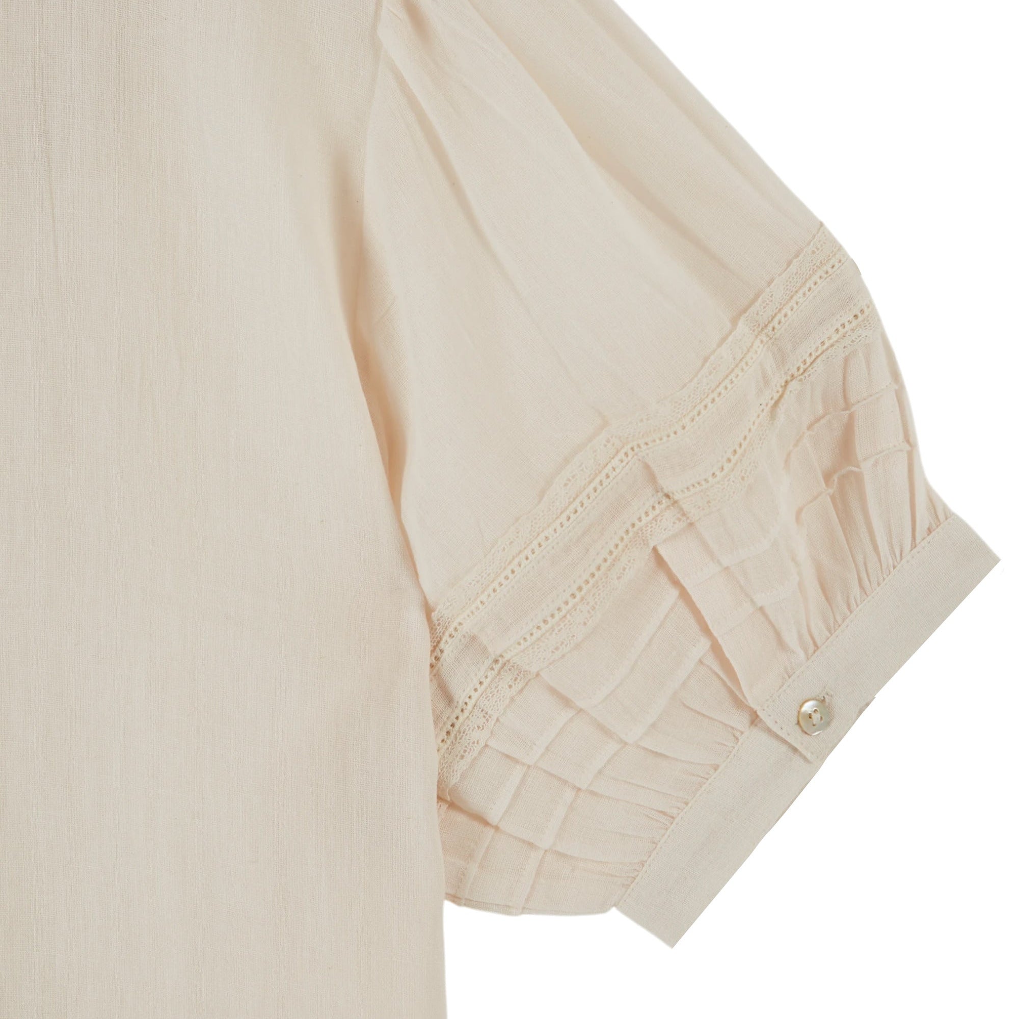 Kurzarm Bluse mit Bubikragen, creme | Émile et Ida - toietmoi-laboutique