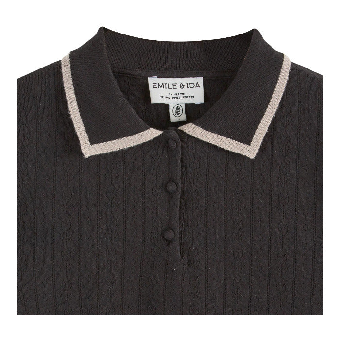Polo Shirt, schwarz/ecru | Émile et Ida - toietmoi-laboutique