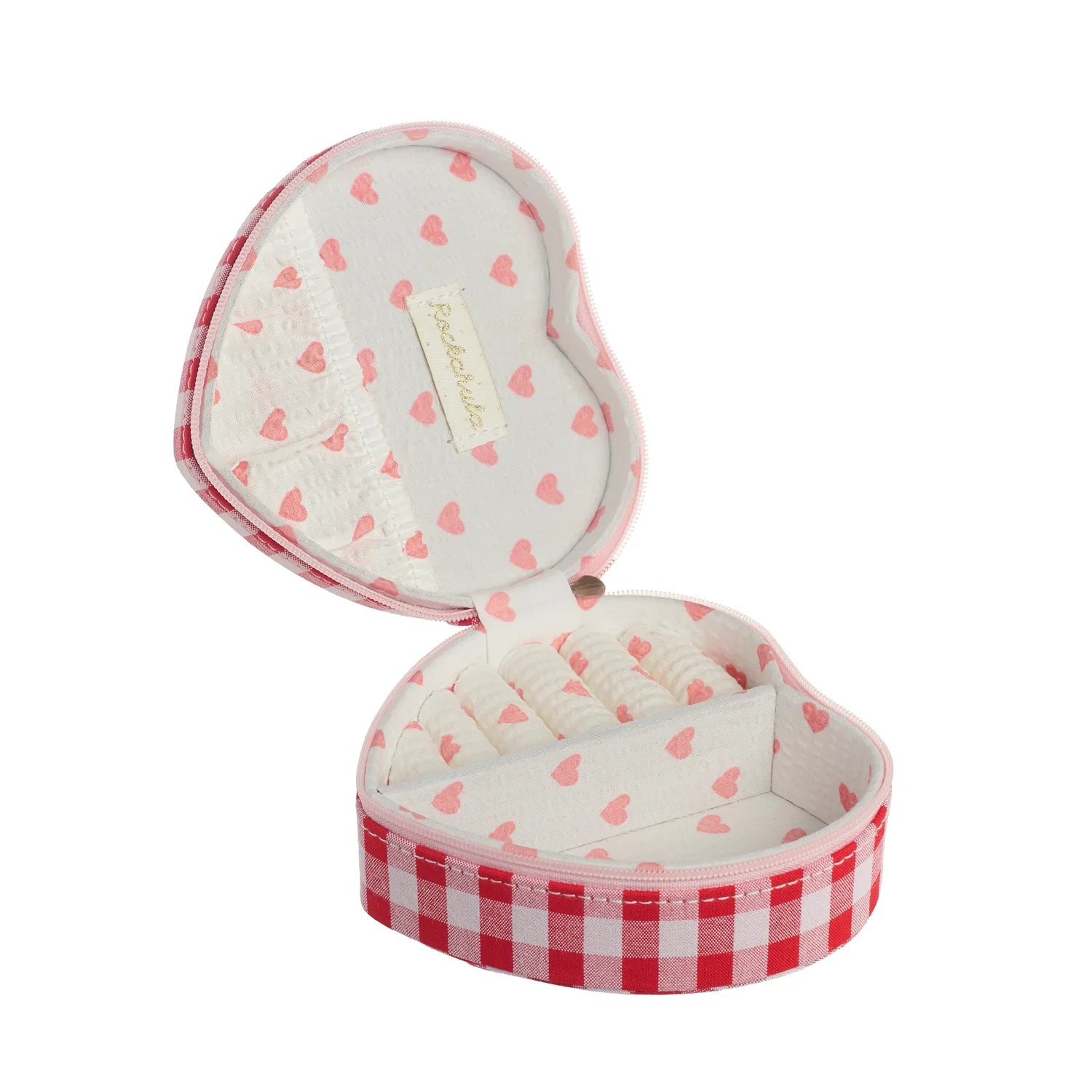 JB430R Gingham Love Heart Jewellery Box | Rockahula - toietmoi-laboutique