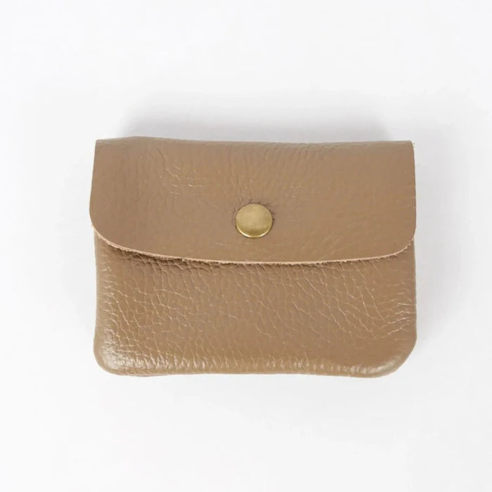 Kleines Portemonnaie aus Leder, dunkles taupe | Maison Fanli - toietmoi-laboutique
