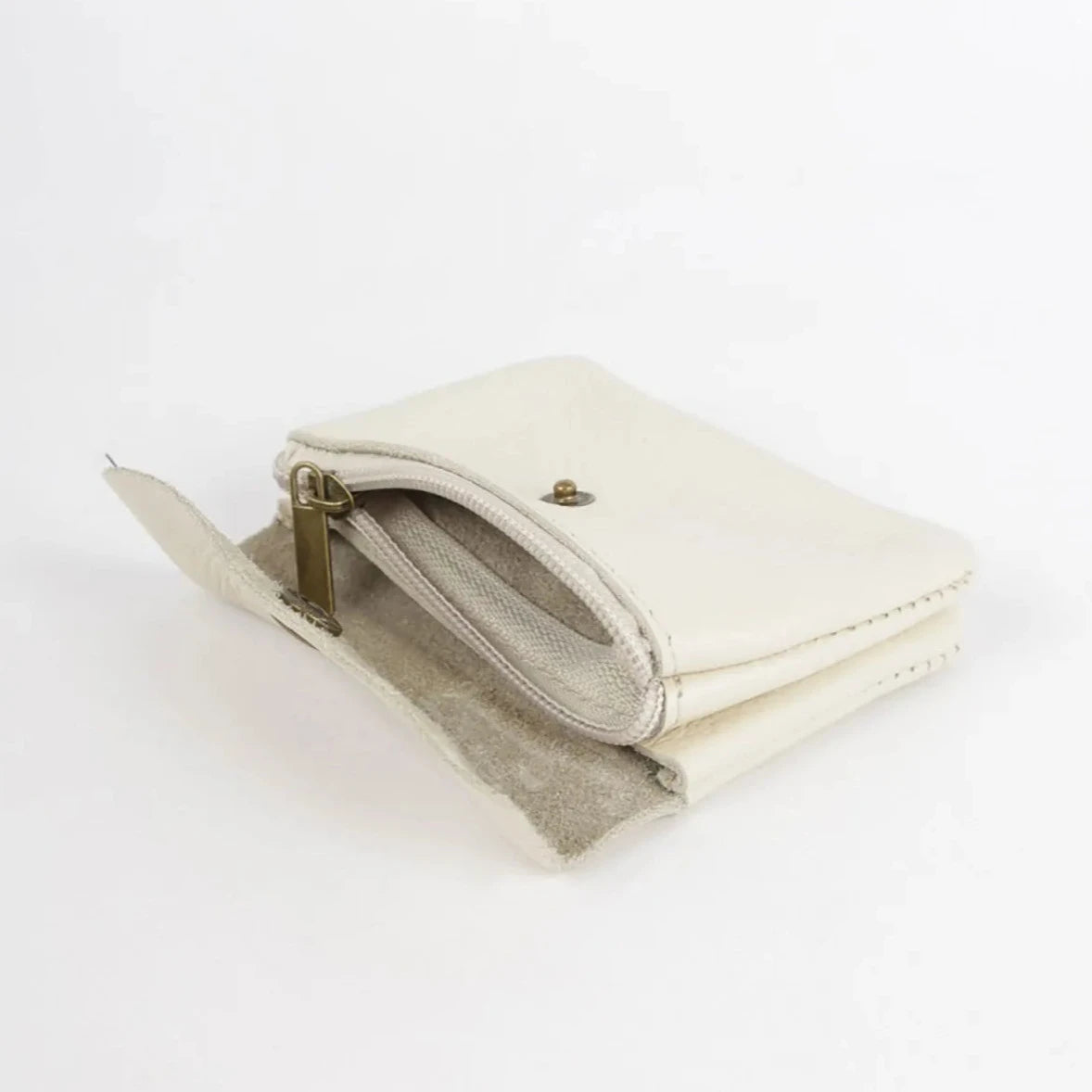 Kleines Portemonnaie aus Leder, ecru | Maison Fanli - toietmoi-laboutique