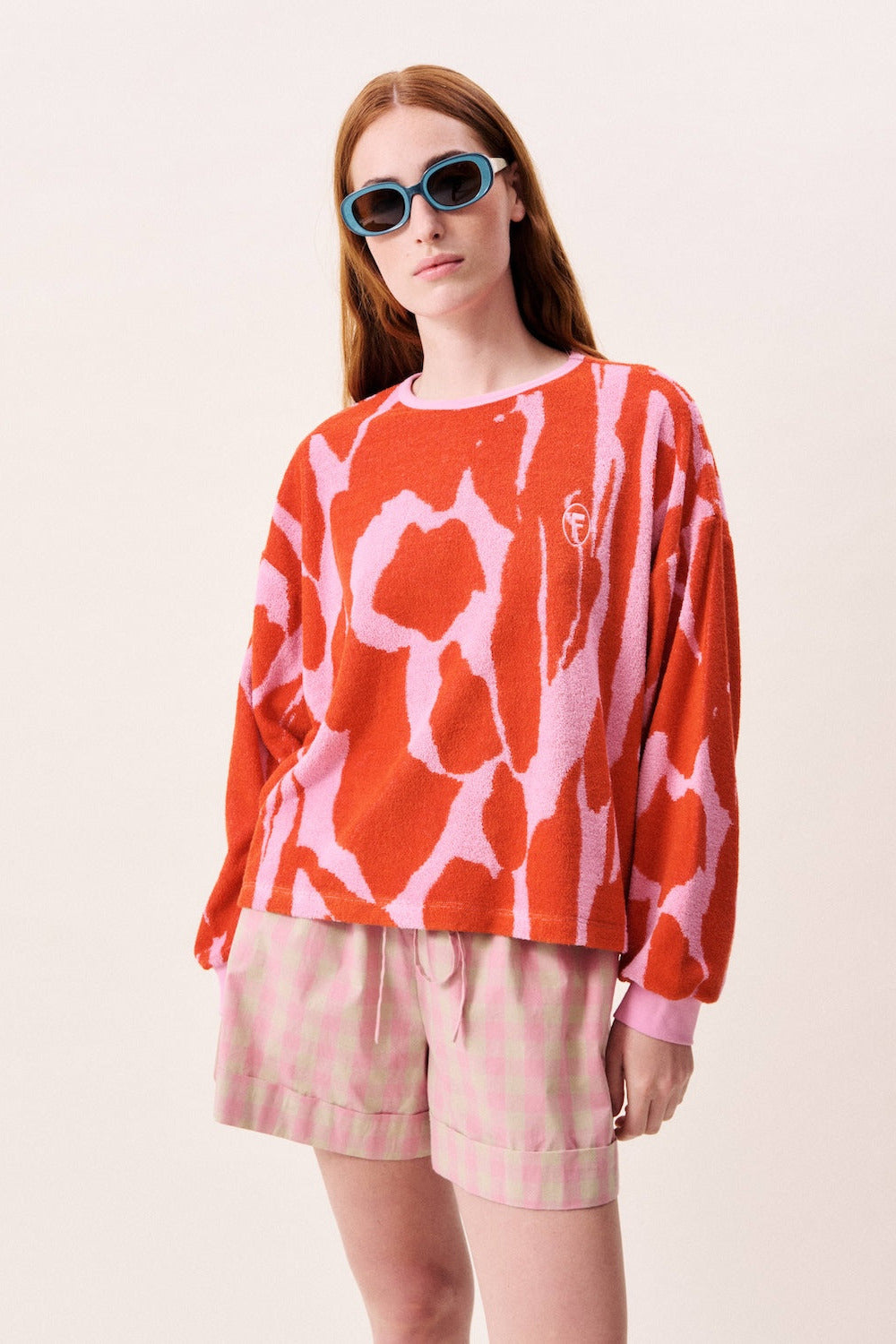 FRNCH Strickpullover, orange/rosa | FRNCH - toietmoi-laboutique