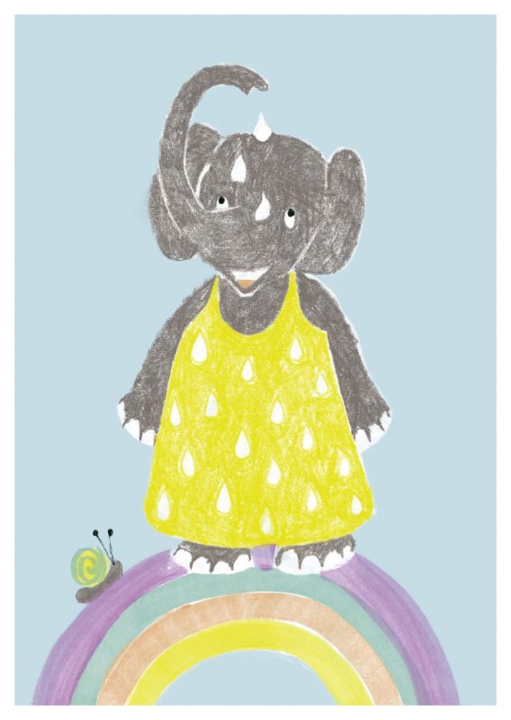 Postkarte - Elefant und Regenbogen | Schöne Grüsse - toietmoi-laboutique