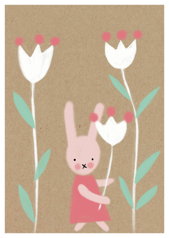 Postkarte, Hase mit Blumen | Schöne Grüsse - toietmoi-laboutique