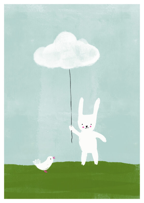 Postkarte, Hase/Wolke | Schöne Grüsse - toietmoi-laboutique