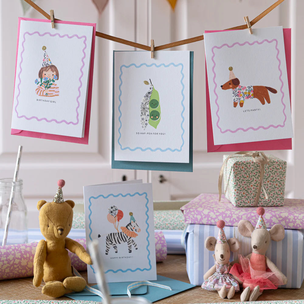 Postkarte mit Umschlag, Lets Party/Dackel, grün | The Charming Press - toietmoi-laboutique
