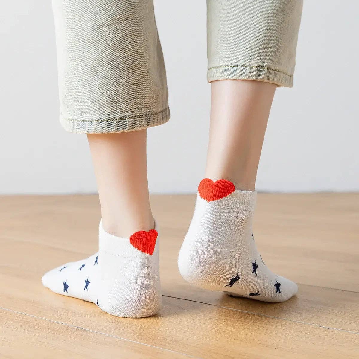 Sneaker Socken, blau/weiss gestreift Herz TU | Tites Chaussettes - toietmoi-laboutique