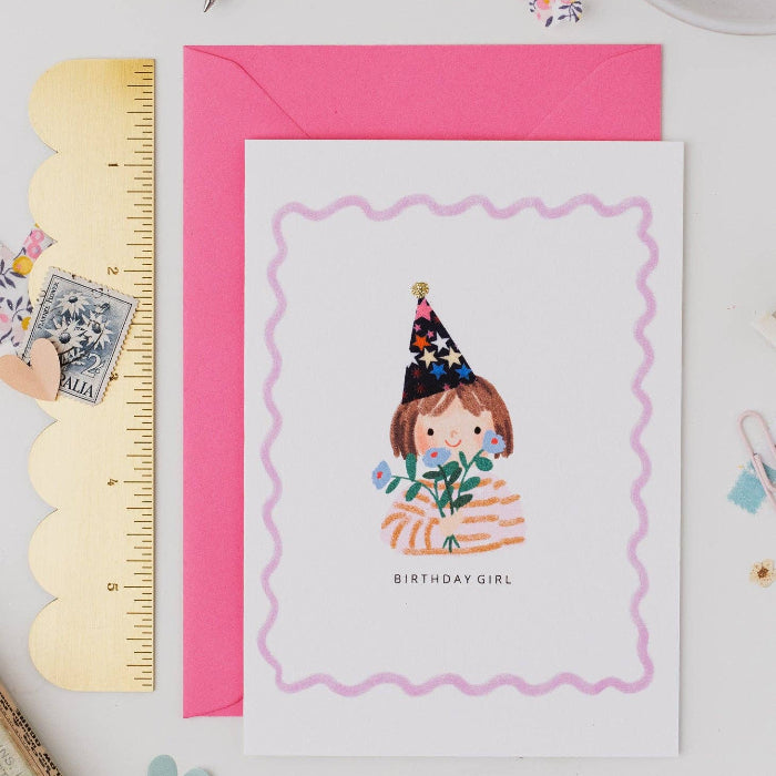 Postkarte mit Umaschlad, Birthday Girl, grün | The Charming Press - toietmoi-laboutique