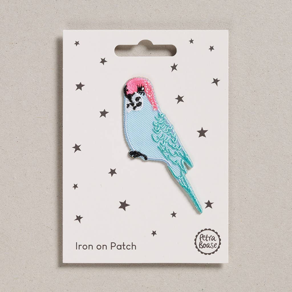 Aufbügelpatch, Wellensittich blau | Petra Boase Ltd - toietmoi-laboutique