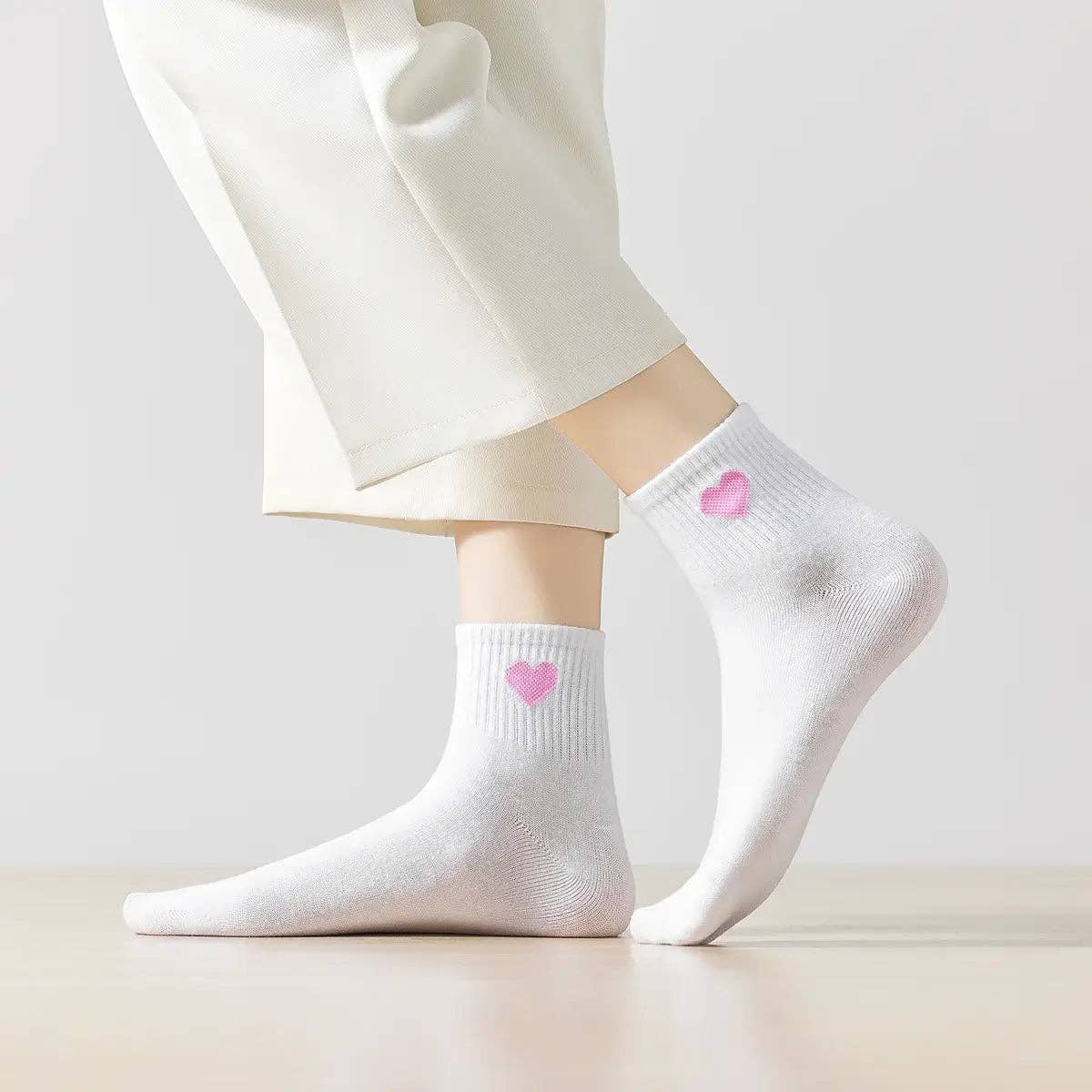 Socken mittelhoch, schwarz/rotes Herz TU | Tites Chaussettes - toietmoi-laboutique