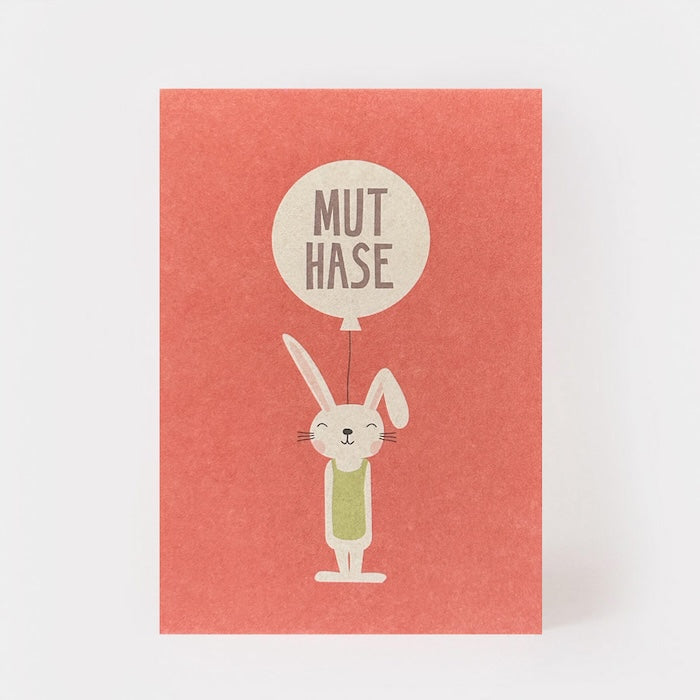 Postkarte - Mut Hase (rot) | Kartenmarie - toietmoi-laboutique