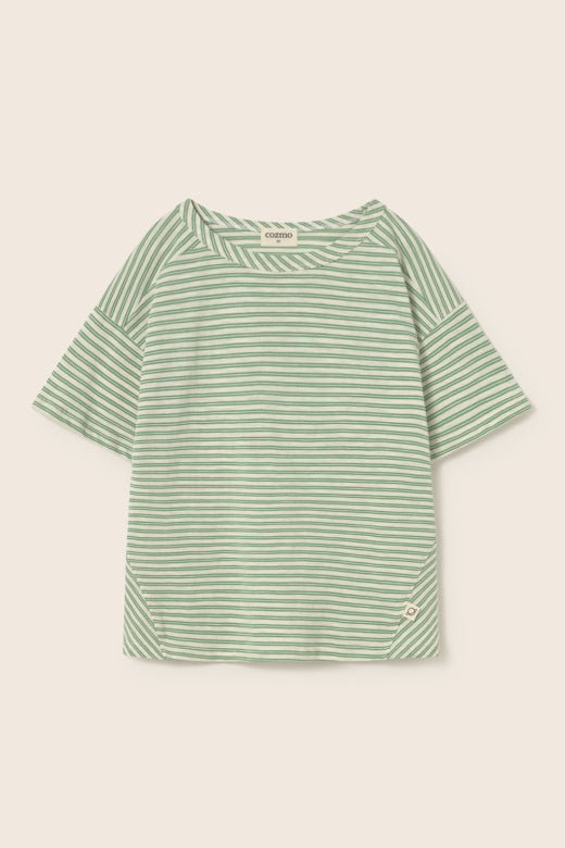 COZMO T-Shirt, grün/weiss gestreift | cozmo - toietmoi-laboutique