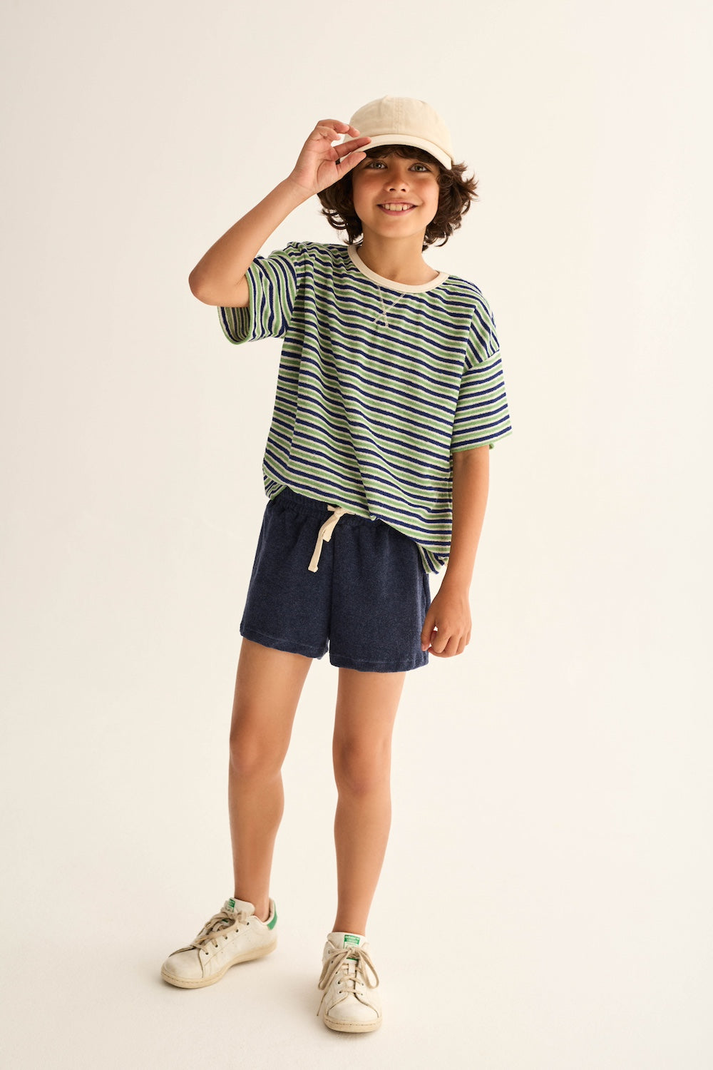 ENEAK269s6, blue green-striped terry cloth | cozmo - toietmoi-laboutique
