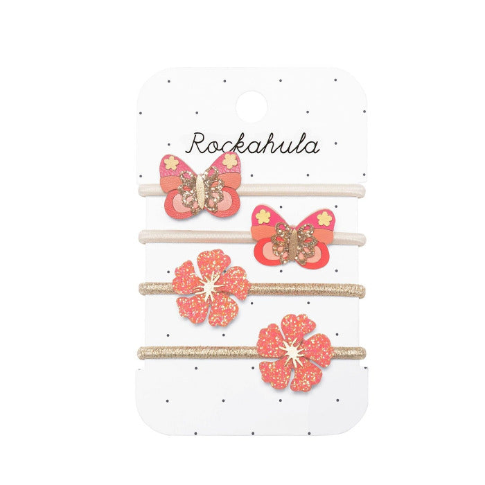 4 Haargummis, Schmetterling/Hibiskus | Rockahula - toietmoi-laboutique