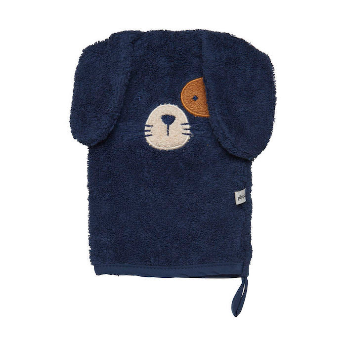 Frottee-Waschlappen, navy mit Hund | Pippi - toietmoi-laboutique