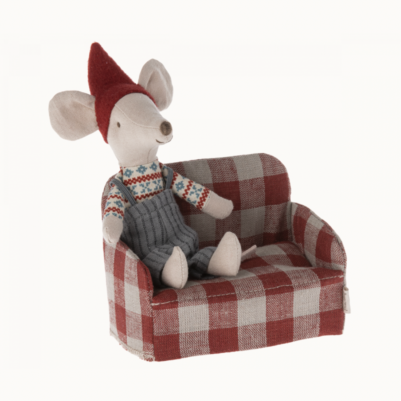 Sofa, rot/Vichycaro | maileg - toietmoi-laboutique