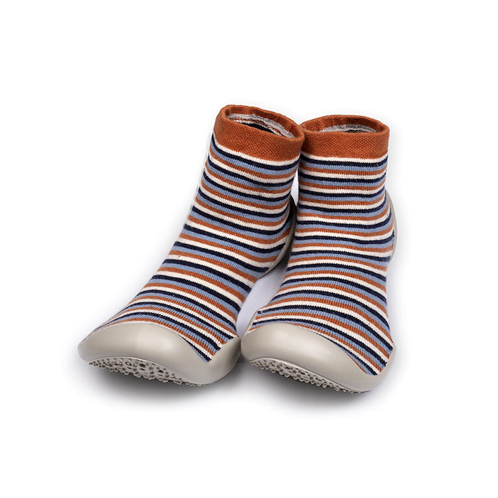 Collégien Finken, hellblau/navy/caramel gestreift | Collégien - toietmoi-laboutique