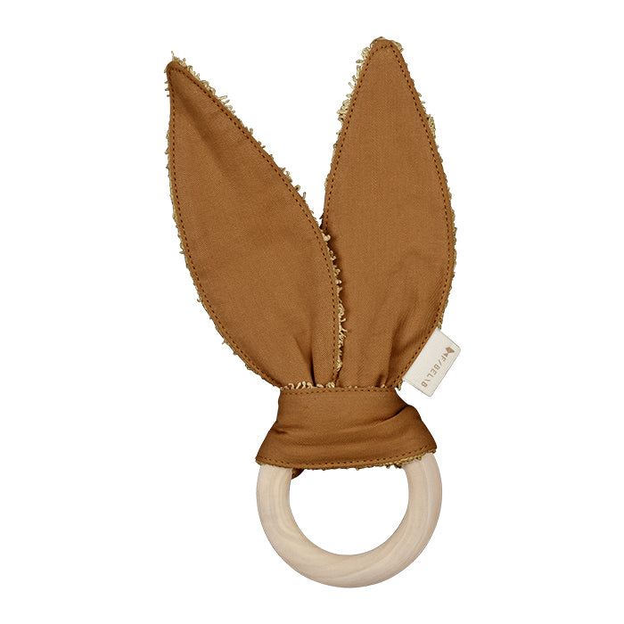 Holz Beissring mit Hasenohren, curry | Fabelab - toietmoi-laboutique