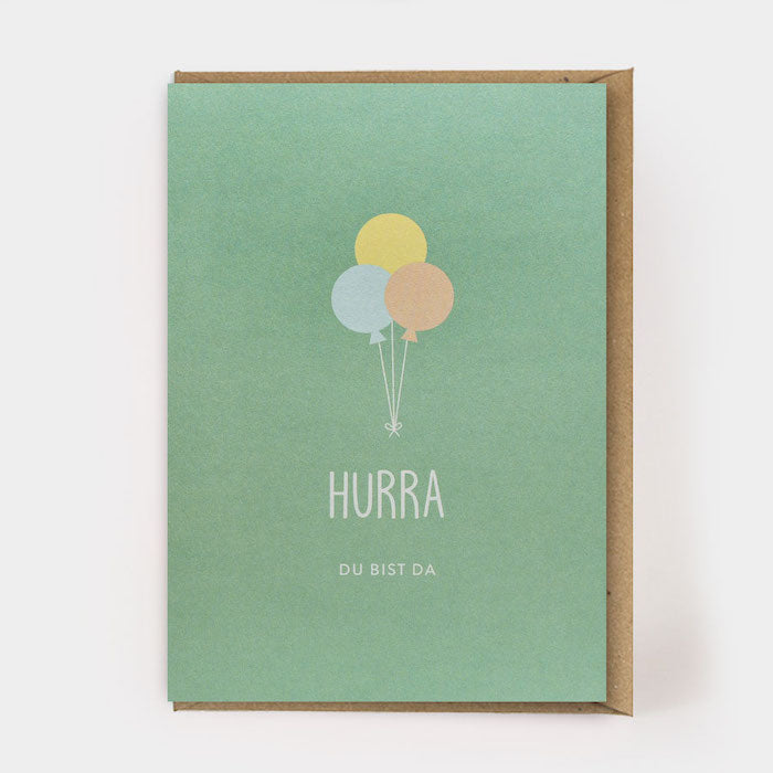 Postkarte mit Umschlag - Hurra du bist da | Kartenmarie - toietmoi-laboutique