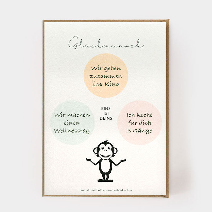 Rubbelkarte - Glückwunsch-eins ist deins | Kartenmarie - toietmoi-laboutique