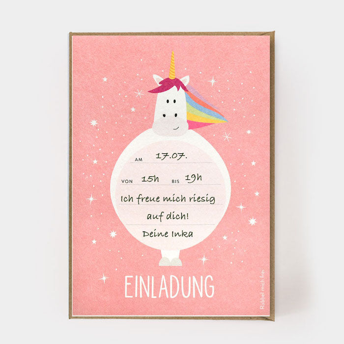 Rubbelkarte - Einladung, Einhorn | Kartenmarie - toietmoi-laboutique