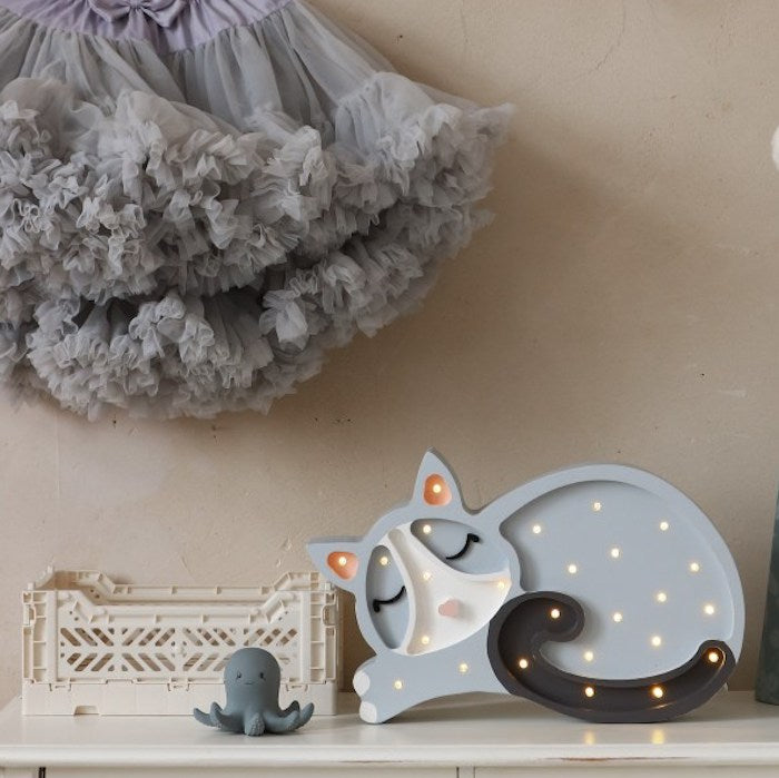 Holzlampe, Katze grau | Little Lights - toietmoi-laboutique