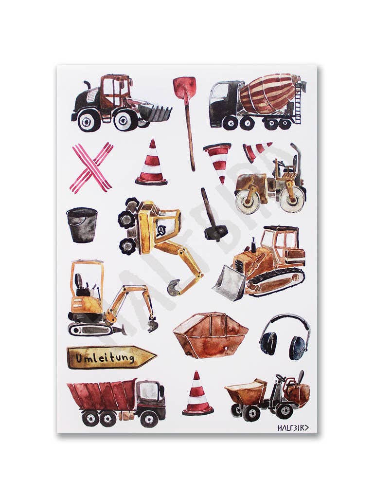 Spülmaschinenfeste Sticker "Baustelle" | Halfbird - toietmoi-laboutique