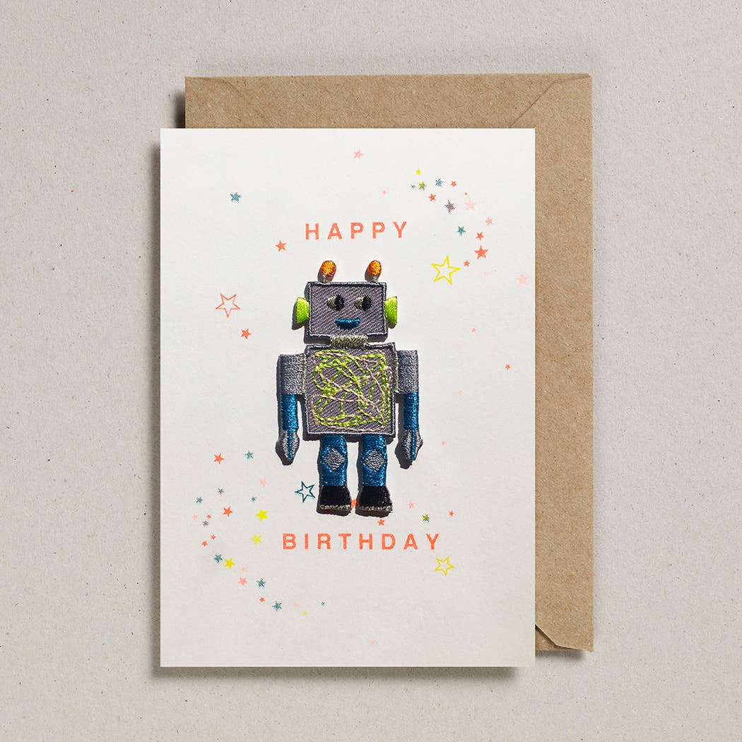 Patchkarten, Roboter/ Happy Birthday | Petra Boase Ltd - toietmoi-laboutique