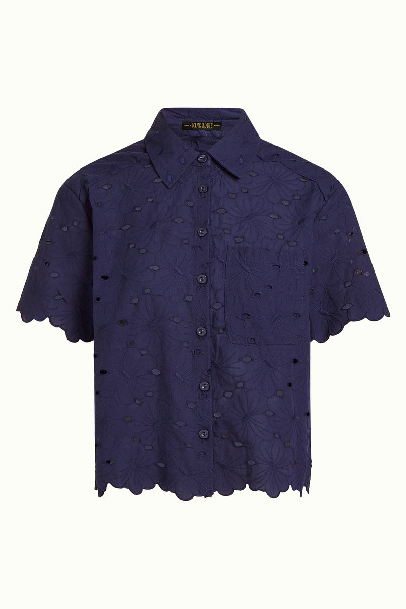 09536 Evelina Blouse Brava Broderie 489 Beacon Blue | King Louie - toietmoi-laboutique