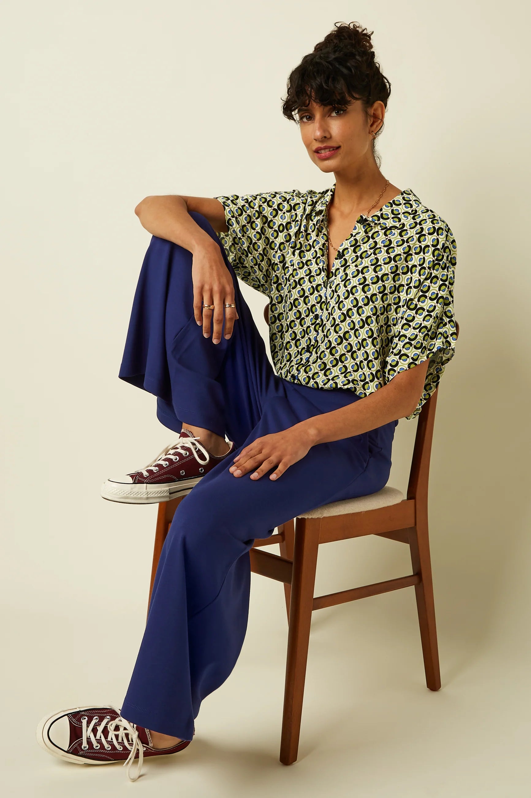 Hose BORDER PALAZZO, königsblau | King Louie - toietmoi-laboutique