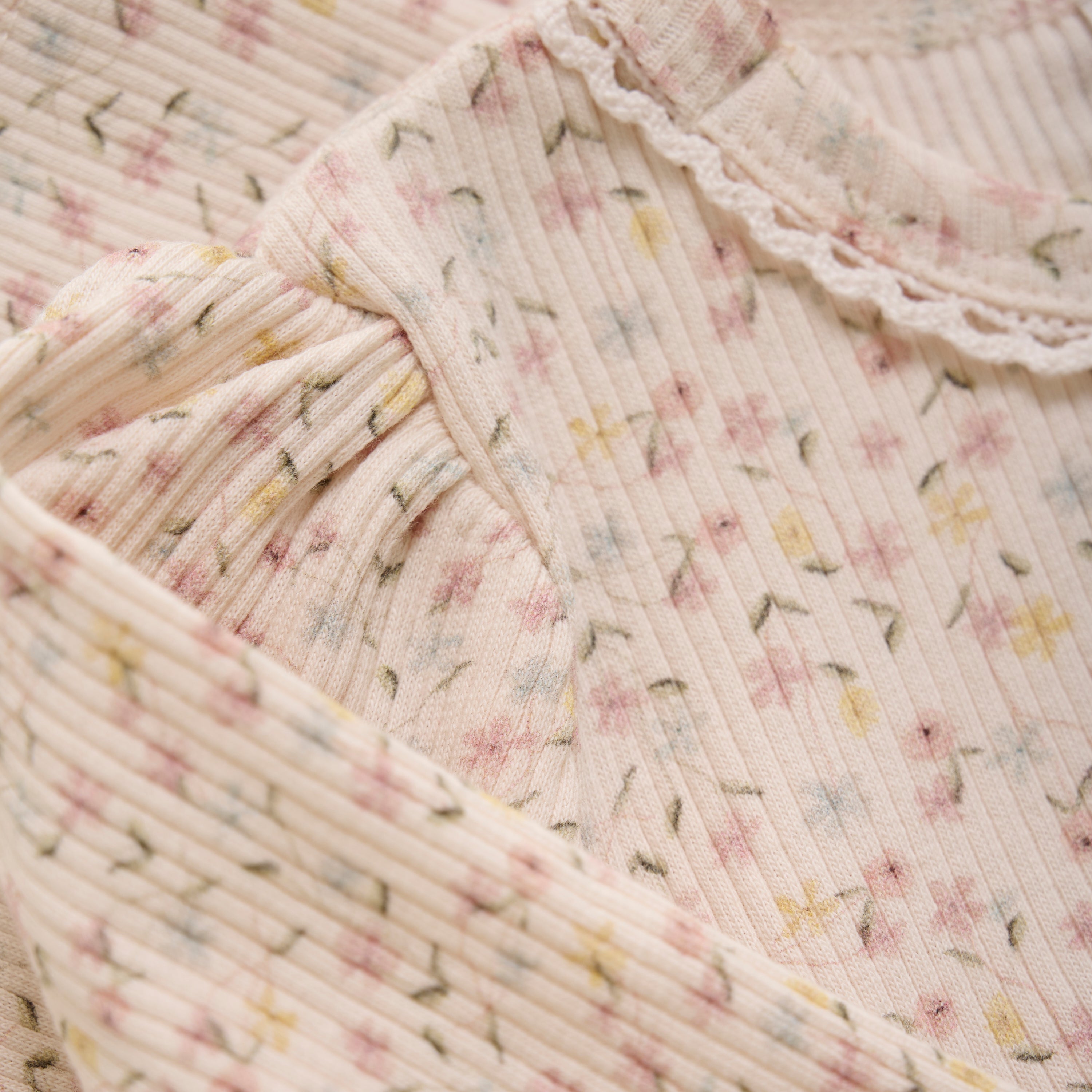 Langarmshirt Rib, rosé/Blümchen | Minymo - toietmoi-laboutique