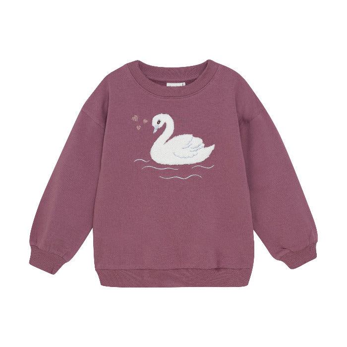 Sweatpullover, mauve/Schwan | Minymo - toietmoi-laboutique
