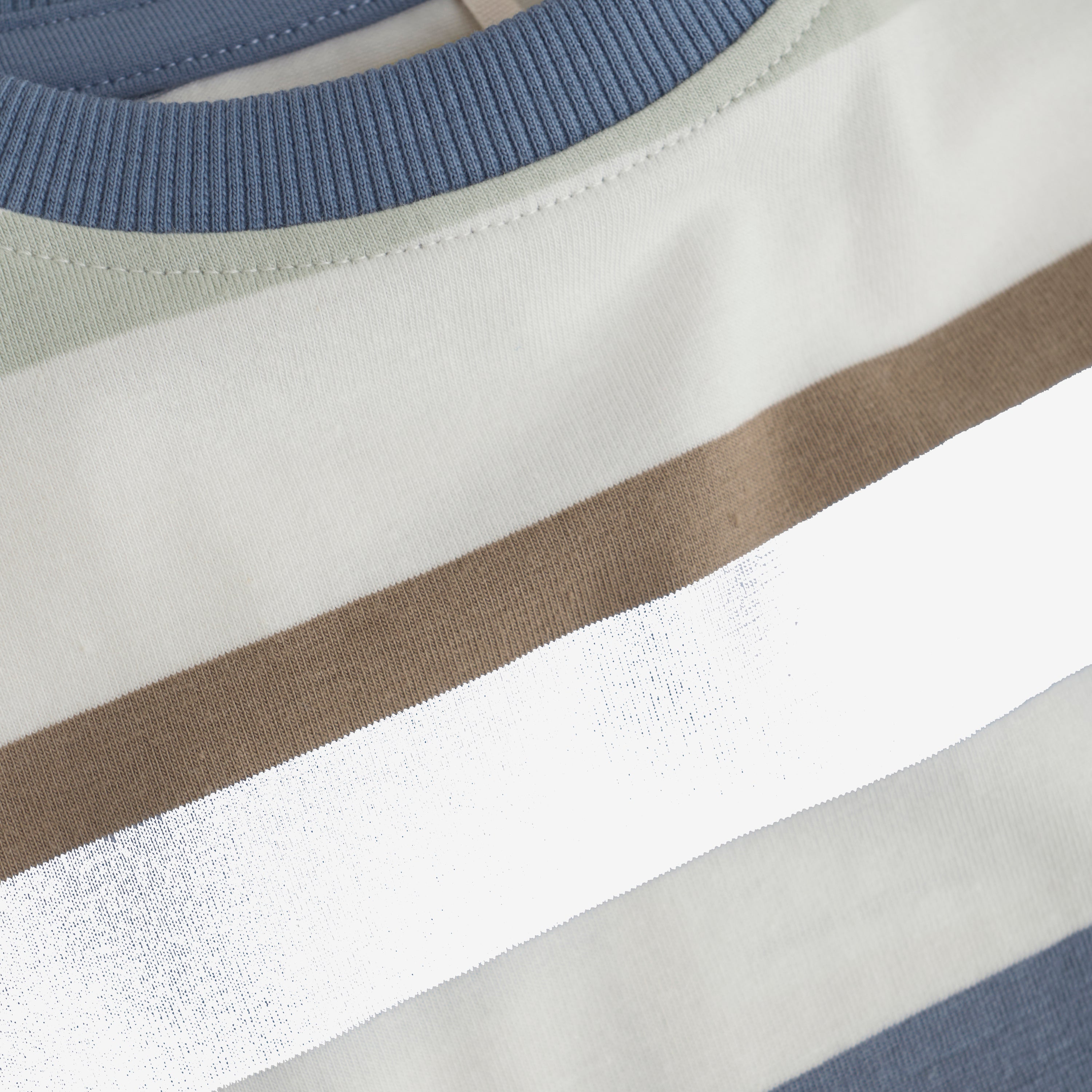 Langarmshirt, weiss/blau/grün/braun gestreift | Minymo - toietmoi-laboutique