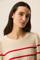 Leinen Pullover BRUNA, ecru/rot gestreift | des petits hauts - toietmoi-laboutique