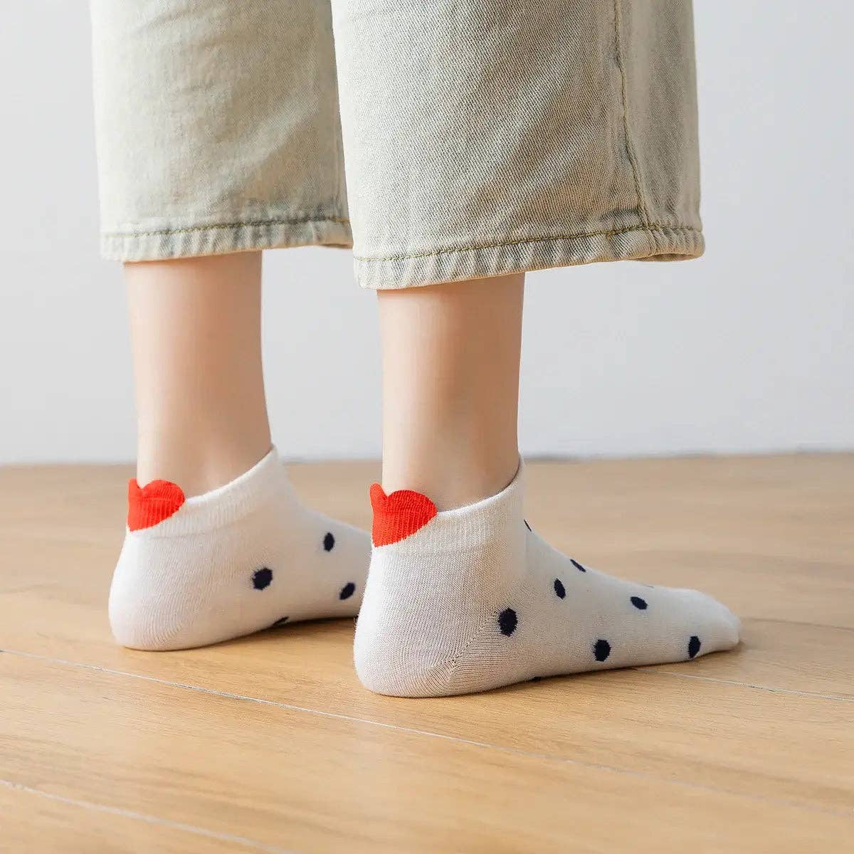 Sneaker Socken, blau/weiss gestreift Herz TU | Tites Chaussettes - toietmoi-laboutique