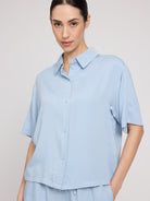 Kurzarm Bluse Viscose, hellblau | Mazine - toietmoi-laboutique