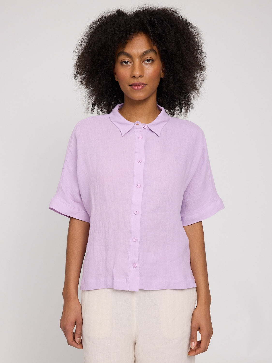 Kurzarm Leinenhemd, lavendel | Mazine - toietmoi-laboutique