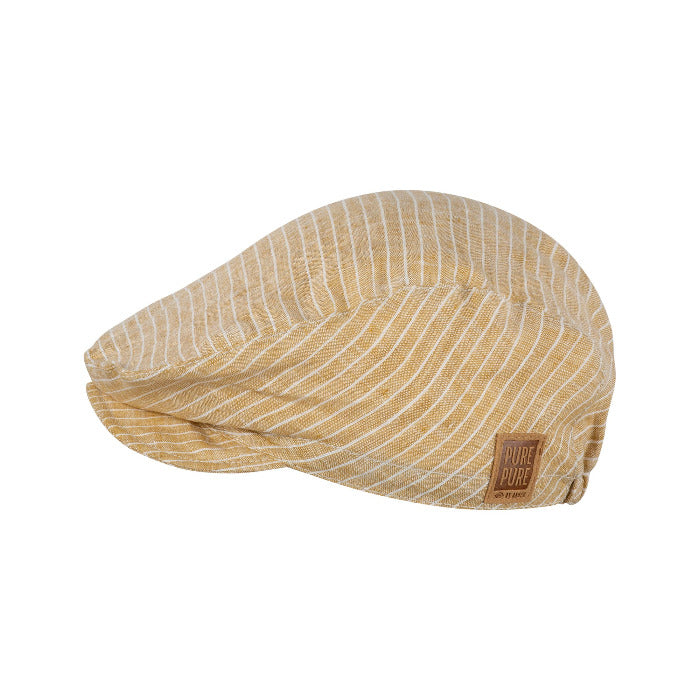Schiebermütze Leinen, sand/gestreift | pure pure - toietmoi-laboutique