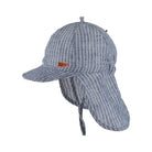 Leinen Mütze mit Nackenschutz, denim/gestreift | Pure Pure - toietmoi-laboutique