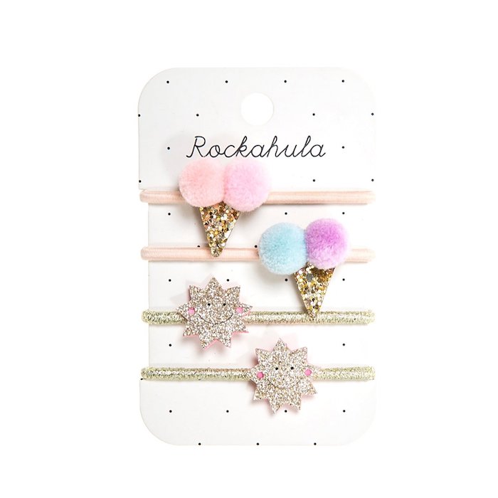 4 Haargummis, Glace/Glitzerstern | Rockahula - toietmoi-laboutique