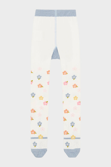 Strumpfhose, weiss mit Blumen | Hust & Claire - toietmoi-laboutique