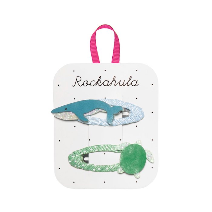 2 Haarspangen, blauer Wal/Schildkröte | Rockahula - toietmoi-laboutique