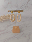 Ohrringe, ecru/Oval | Les Noeuds de Maman - toietmoi-laboutique
