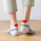 Sneaker Socken, blau/weiss gestreift Herz TU | Tites Chaussettes - toietmoi-laboutique