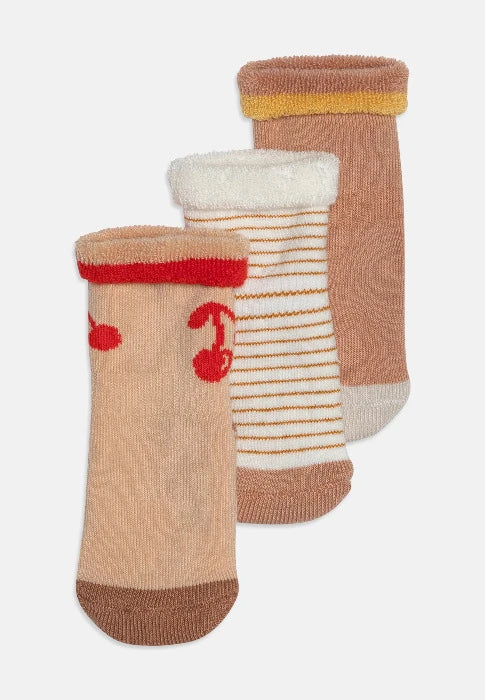 Antirutsch-Babysocken, 3-Pack altrosa/Kirschen | Liewood - toietmoi-laboutique