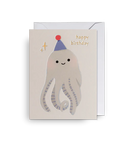 Karte mit Couvert, happy birthday, Octopus | Klang & Kleid - toietmoi-laboutique