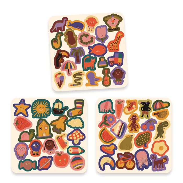 60 Filzsticker Lustige Motive | djeco - toietmoi-laboutique