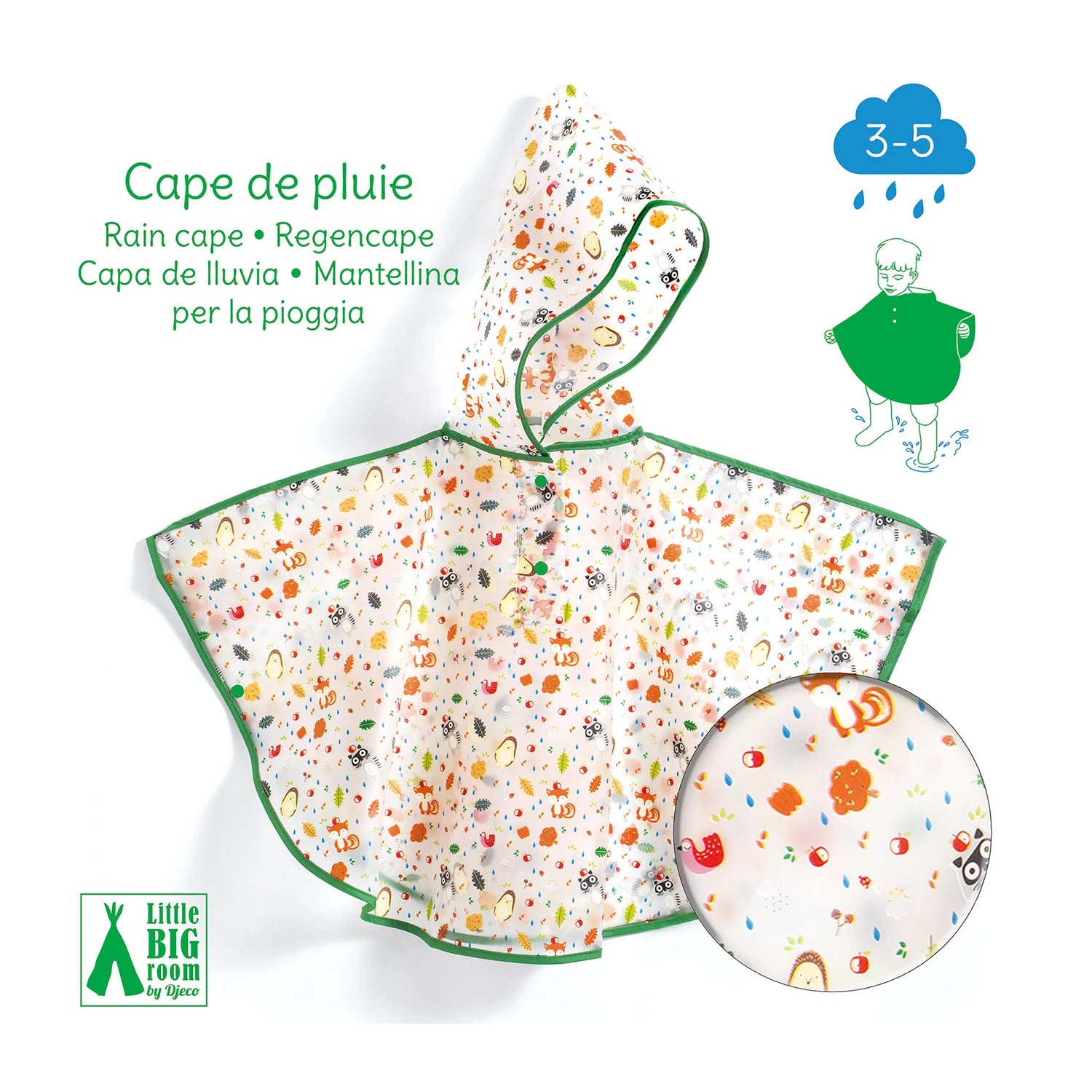 Regenponcho Wald (80x46 cm) | djeco - toietmoi-laboutique