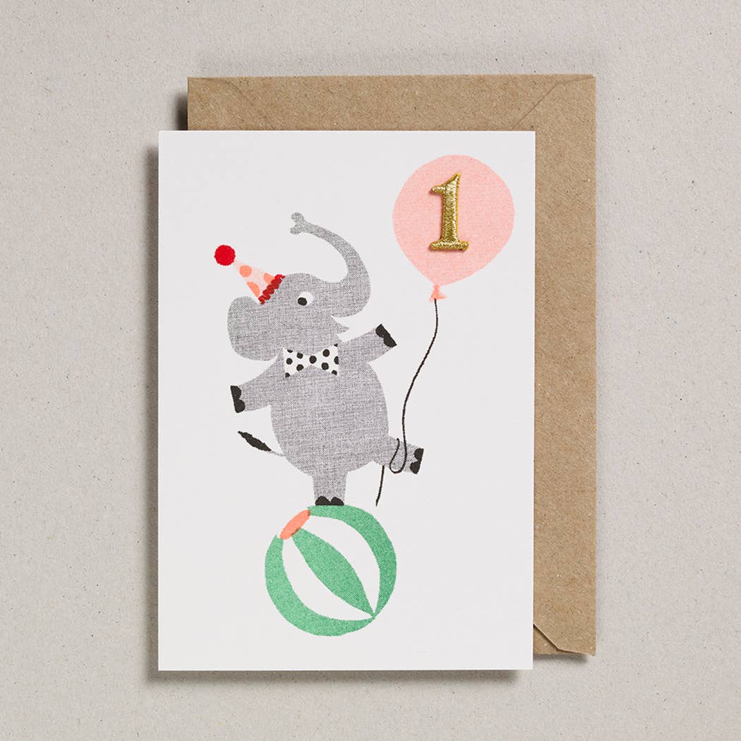 Postkarte mit Umschlag - Elefant / 1 Jahr | Petra Boase Ltd - toietmoi-laboutique