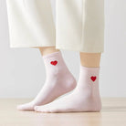Socken mittelhoch, schwarz/rotes Herz TU | Tites Chaussettes - toietmoi-laboutique